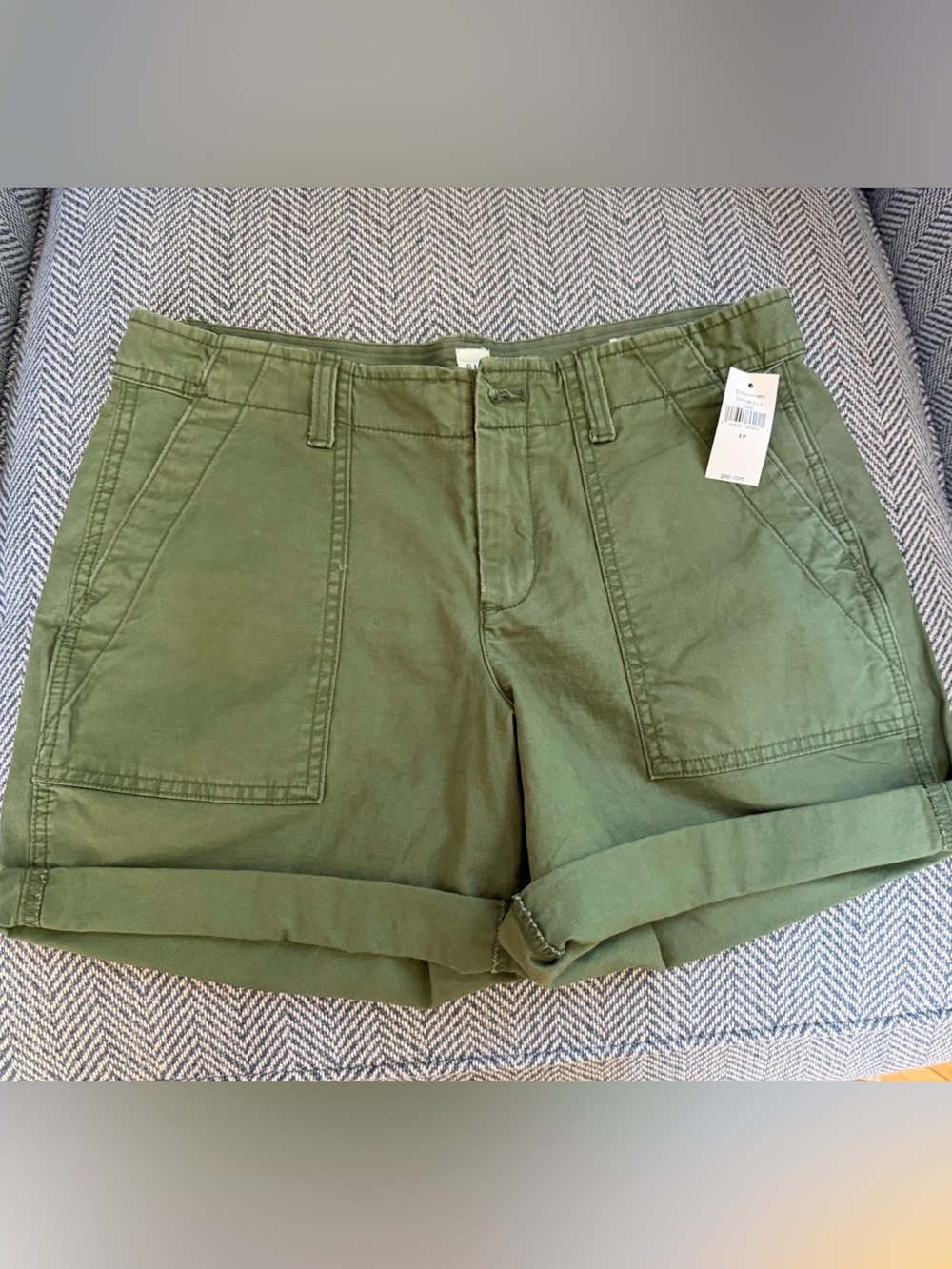GAP Olive Green High-Waist Utility Shorts